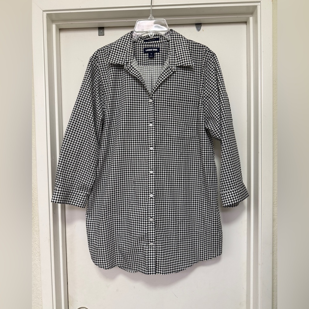 Lands’ End black/white houndstooth, supima cotton - no iron - size 16 - tunic